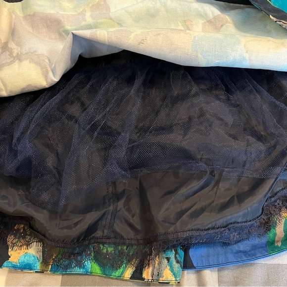 Anthropologie Vanessa Virginia Blue Watercolor Floral Print 50s Midi Dress sz 14 - Picture 10 of 16